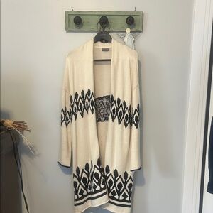 J. Crew Cream and Black Patterned Cardigan